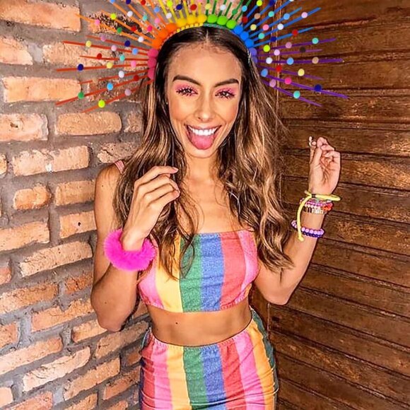 Rainbow Pride Month Headband Polypropylene Colorful Hair Accessory for Adults - Picture 6 of 9